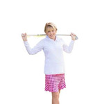 Birdies & Bows White Quarter Zip Long Sleeve Golf Shirt