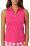 Golftini Hot Pink Sleeveless Zip Tech Polo