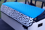 Golf Chic Turquoise Quilted Cart Seat Cover with Black and White Dalmatian Trim
