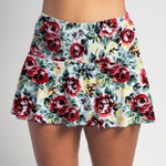 FestaSports Roses all over print Flounce Skort  is fabulous for all activewear and running around town getting things done. The specialized FestaFit makes this skort a must have for function and comfort. Inner shorts have lower leg band to store balls during fierce tennis matches.