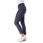 Golftini Navy with White Stripe Pull-On Stretch Ankle Pant - Women's Golf Pants