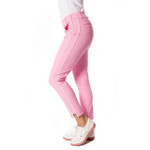 Golftini Bubble Gum Pink Pull-On Stretch Ankle Pant features 2 Side Pockets and 2 Back Welt Pockets