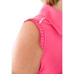 Birdies & Bows Resort and Ruffle Sleeveless Polo- Hot Pink