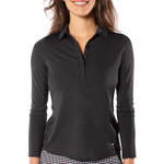 Golftini Black Long Sleeves Ruffle Golf Polo