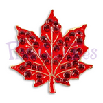 Bonjoc Red Maple Leaf Swarovski Crystal Golf Ball Marker Accessory with magnetic hat clip.  Handcrafted with 100% genuine Swarovski crystal.  Perfect for corporate gifts or tee prizes. Comes with carrying pouch.