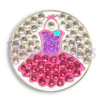Bonjoc Totally Tutu Swarovski Crystal Golf Ball Marker Accessory with magnetic hat clip.  Handcrafted with 100% genuine Swarovski crystal.  Perfect for corporate gifts or tee prizes. Comes with carrying pouch.