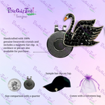 Bonjoc Black Swan Swarovski Crystal Magnetic hat clip for easy access to the ball marker.