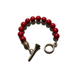 Sporty Chic Red Coral Golf Tee Toggle Bracelet