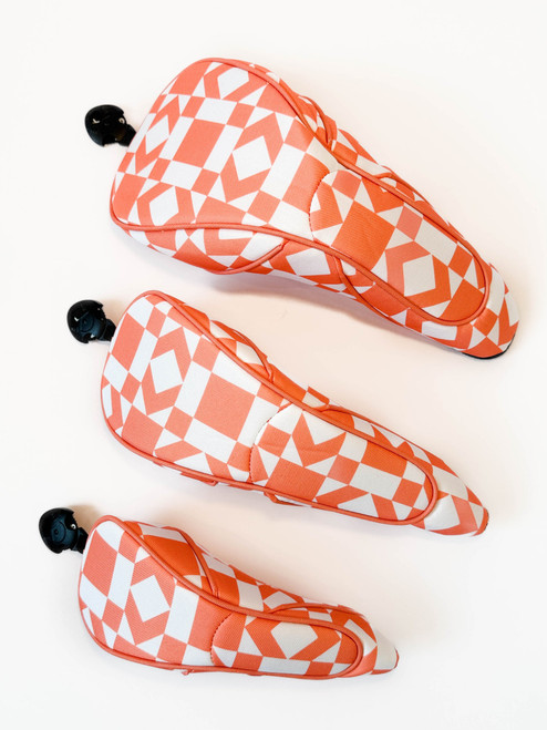 Lancaster Golf Headcover Set (Coral and white geometric) image 1