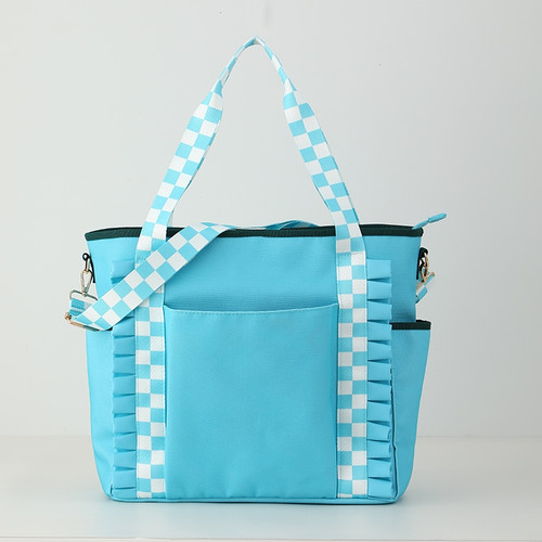 Pickleball, Tennis, and Everyday Tote | Bali | Teal & White Check and Floral image 1