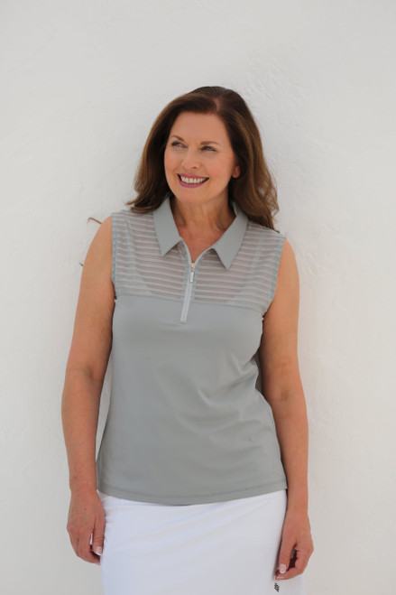 Sleeveless Sheer Golf Shirt Dove image 1
