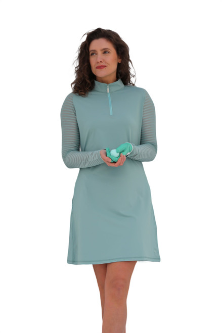 Mint Sheer Sleeve Skater Dress image 5