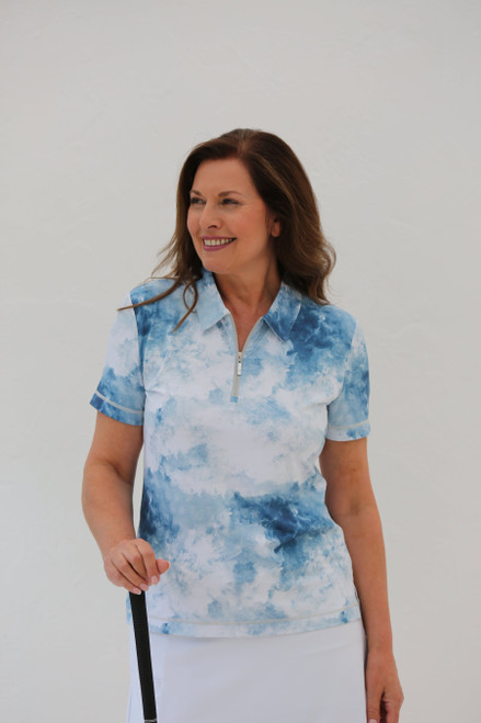 Short Sleeve Golf Polo Shirt Clouds image 1