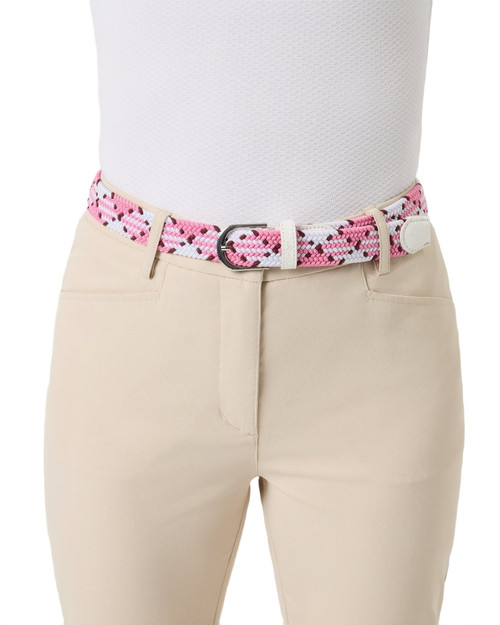 Giselle Radiant Pink Argyle Braided Elastic Belt image 1