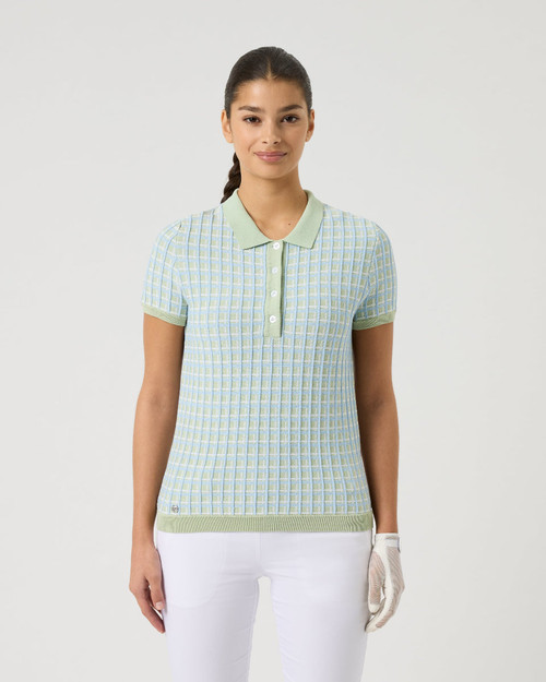 Muted Pistachio Knit Short Sleeve Polo Shirt image 1