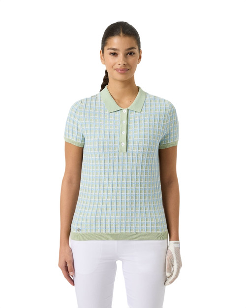 Muted Pistachio Knit Short Sleeve Polo Shirt image 1