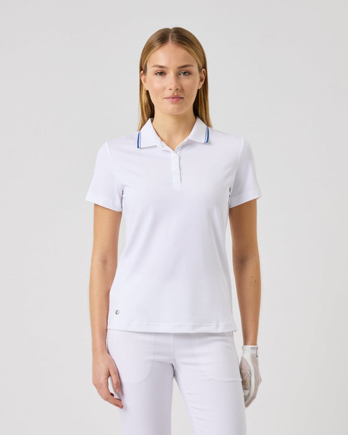 White Back Print Short Sleeve Polo image 1