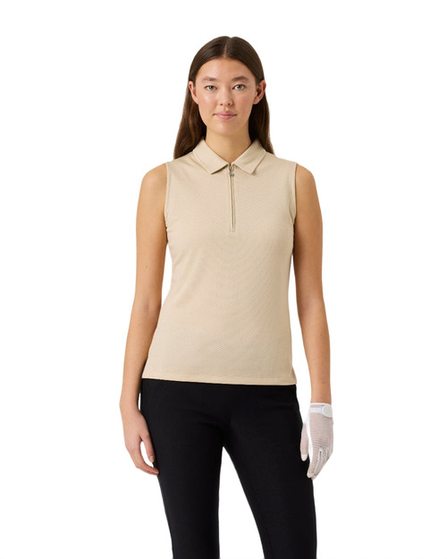 Peoria Oyster Beige Sleeveless Polo Shirt image 1