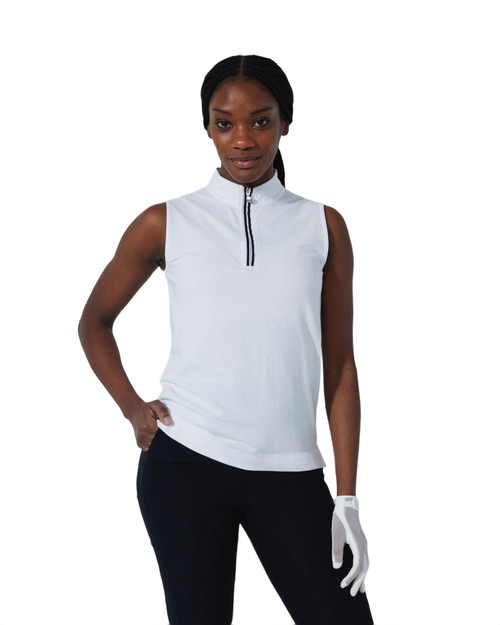 Kim White Sleeveless Polo Shirt image 1
