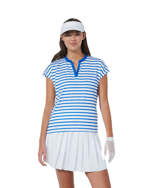 Itami Nautical Blue Striped Cap Sleeve Polo Shirt image 1