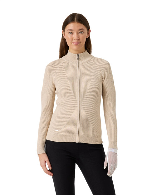 Rib Oyster Beige Zip Cardigan image 1