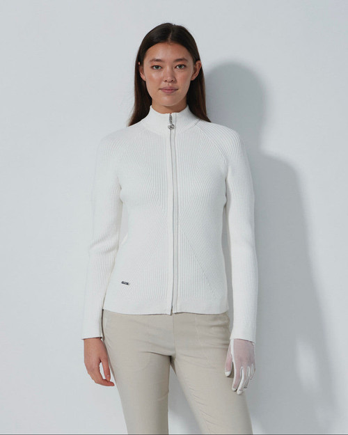 Rib White Zip Cardigan image 1