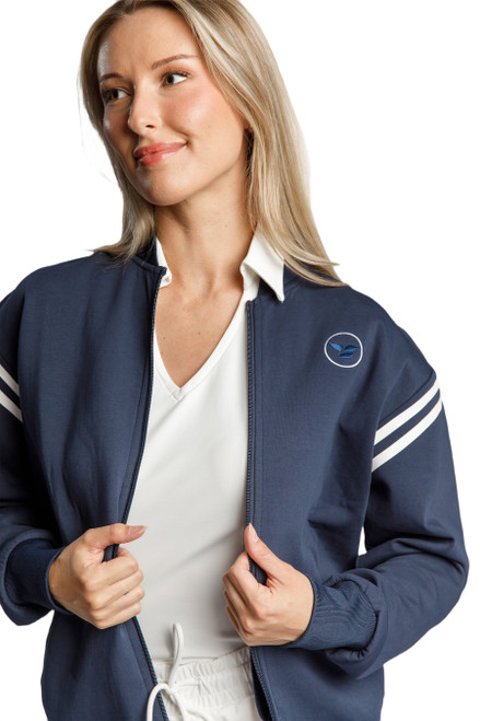 Farrah Retro Bomber Jacket Navy image 1