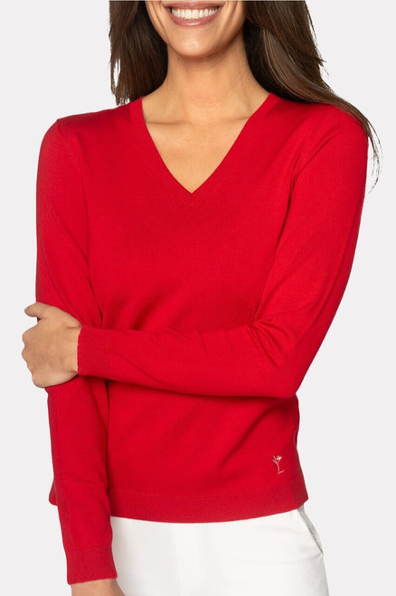 Golftini Red Stretch V-Neck Sweater