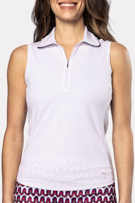 Golftini White/Navy Sleeveless Capri Polo