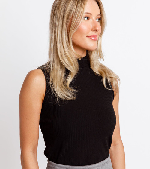The Sloane Ribbed Mock Neck Black image 2