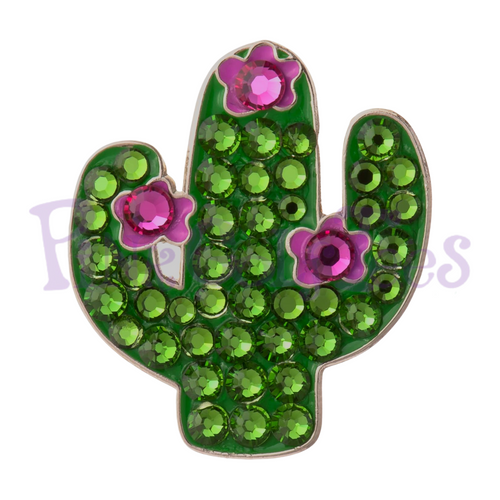 Bonjoc Cactus Swarovski Crystal Golf Ball Marker Accessory with magnetic hat clip.  Handcrafted with 100% genuine Swarovski crystal.  Perfect for corporate gifts or tee prizes. Comes with carrying pouch.
