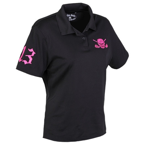Tattoo Golf Pink Skull Short Sleeve Ladies Golf Polo Shirt