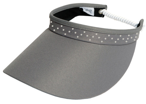 Glove It’s grey bling crystal visors are adorned with crystals for a stylish look and come in a slide on and an adjustable coil style. The wide brim provides protection from the sun’s harsh rays.