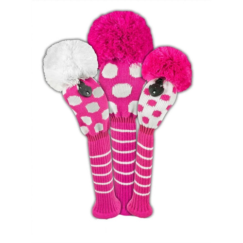 Just4Golf Dot Headcover Set - Pink and White