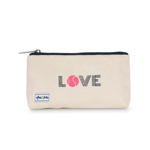 Ame & Lulu Pink Love Tennis Cosmetic Case