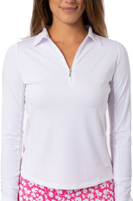 Golftini Women's Long Sleeve Quarter Zip Golf Top White