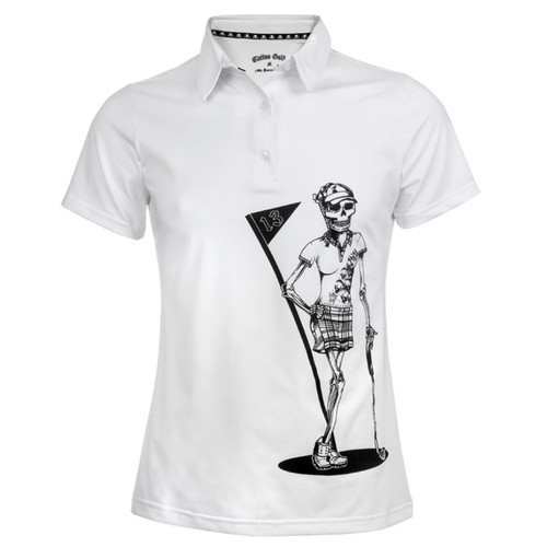 Tattoo Golf Ladies White Golf Shirt - Mrs.Bones