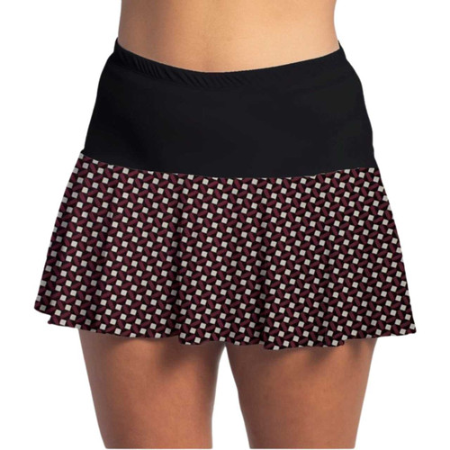 FestaSports Burgundy Checkerboard with Black Top Flounce Skort