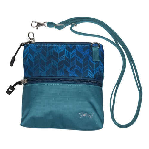 Glove It Teal Chevron 2 Zip Carry All Bag with detachable strap