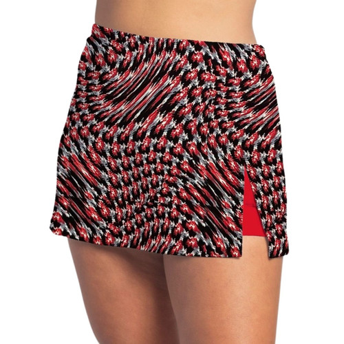 FestaSports Hypnotic Side Slit Tennis Skirt with built in red shorts