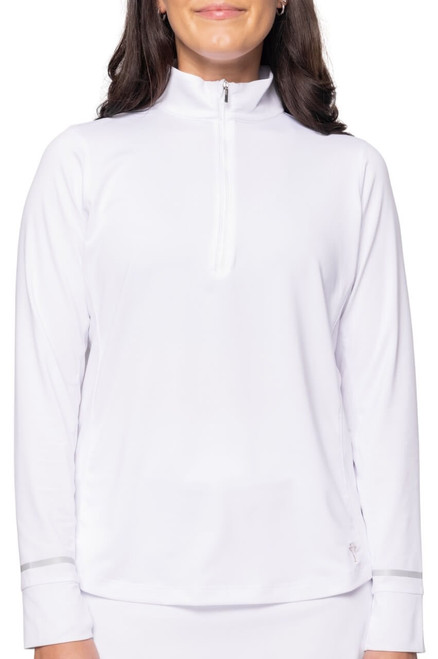 White Fabulous Mock Pullover - GolftiniTops