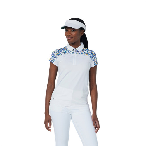 DS White Print Insert Cap Sleeve Polo Shirt