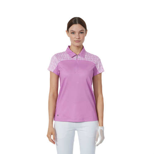 DS Veronica Print Insert Cap Sleeve Polo Shirt