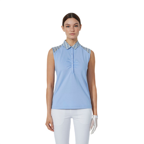 DS Blue Heron Gathered Sleeveless Polo Shirt