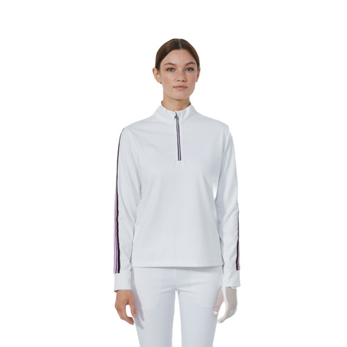 DS White Peach Long Sleeve Half Neck Polo Shirt