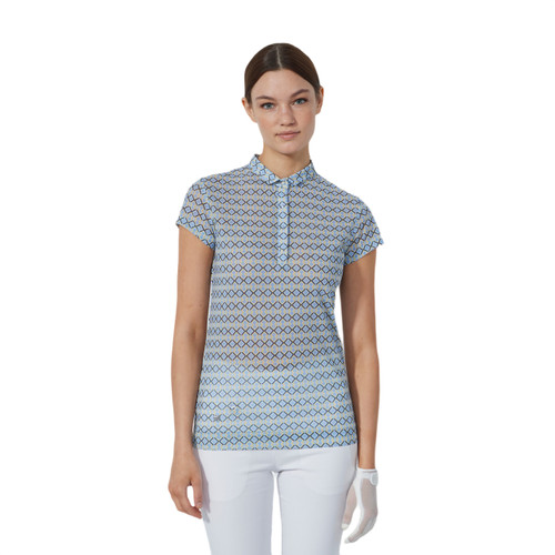 DS Breeze Kaleidoscope Print Cap Sleeve Mesh Polo Shirt image 1