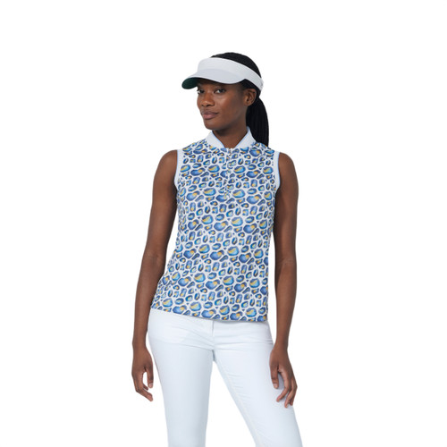 DS Water Leo Print Sleeveless Polo Shirt
