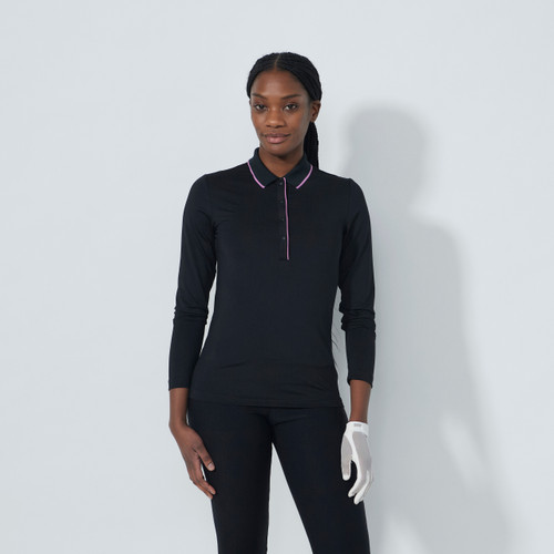 DS Embroidery Logo Black Long Sleeve Polo Shirt image 1