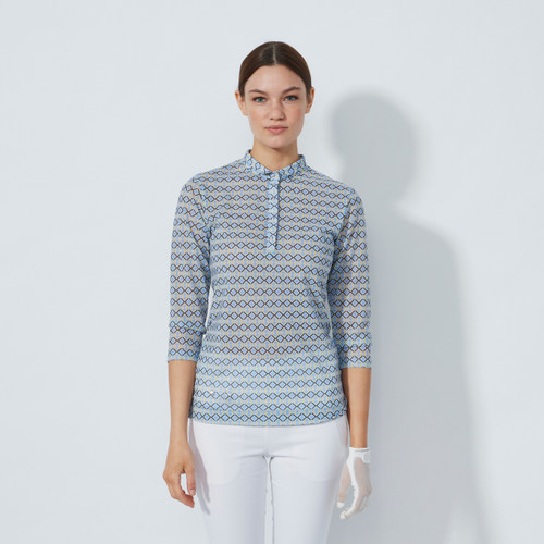 DS Breeze Kaleidoscope Print 3/4 Sleeve Mesh Polo Shirt image 1