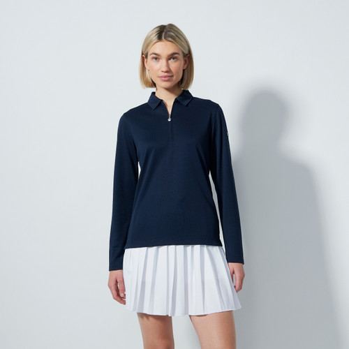 DS Peoria Dark Navy Long Sleeve Polo Shirt F25